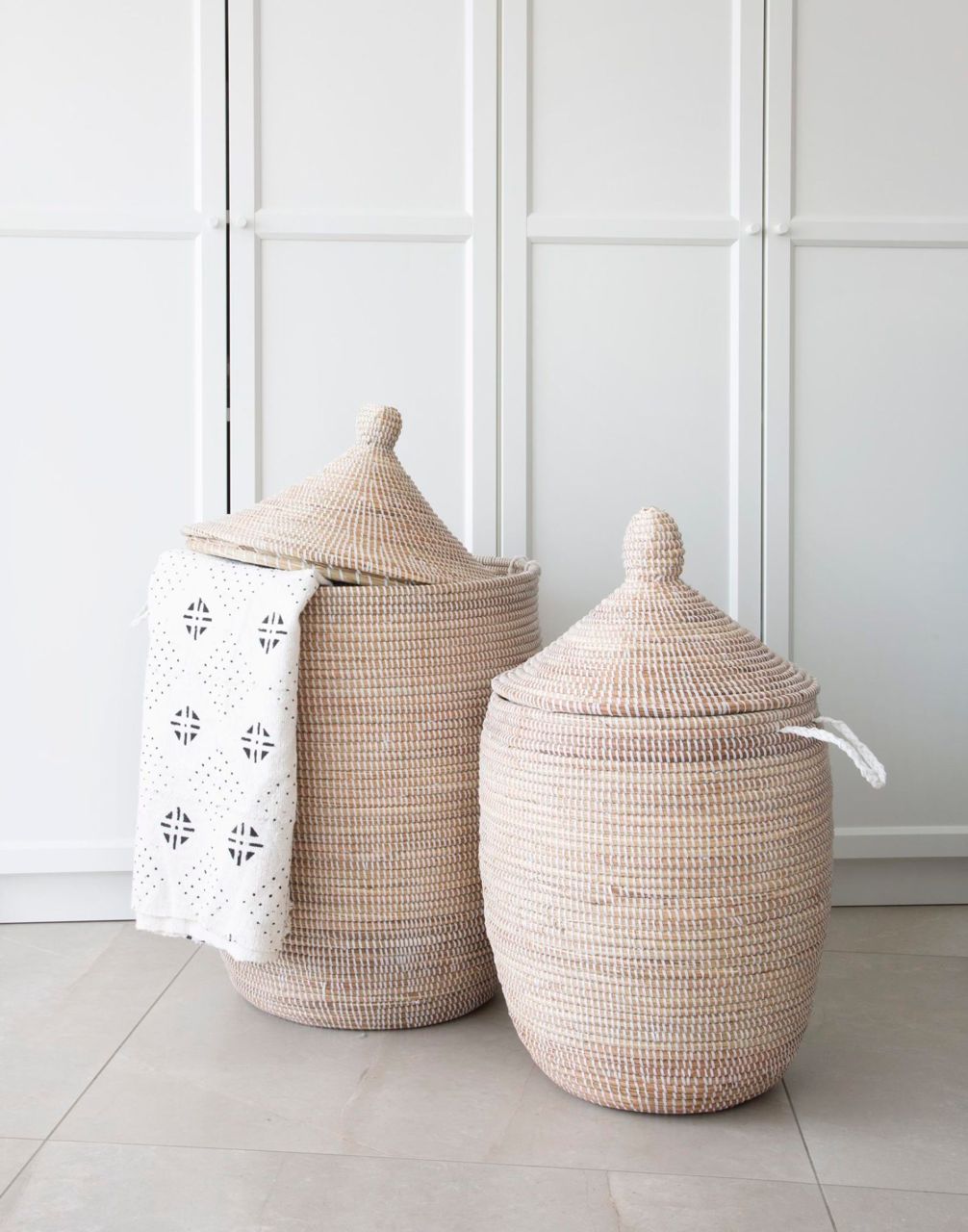 Panier à linge en osier avec couvercle – M & XL